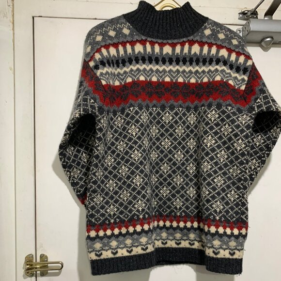 VINTAGE JACOB FAIR ISLE TURTLENECK KNITTED WOOL SWEATERS SIZE S - Picture 7 of 15